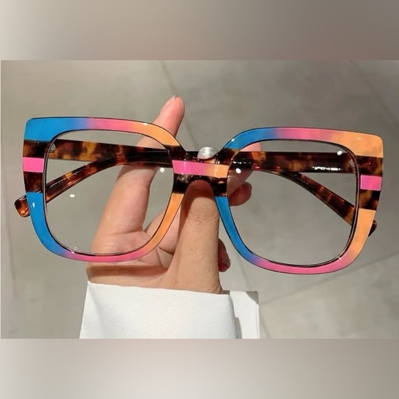 NEW ANTI BLUE LIGHT BLOCKING EYEGLASSES LEOPARD COLOR-BLOCK PHONE EYESTRAIN - Picture 1 of 3